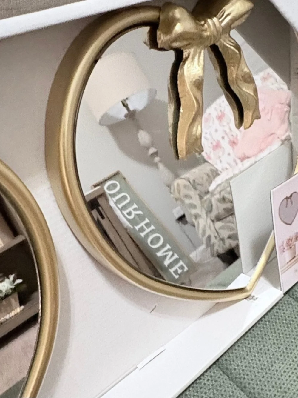 Shabby Chic Gold Heart Mirror Trio with Bow Accent